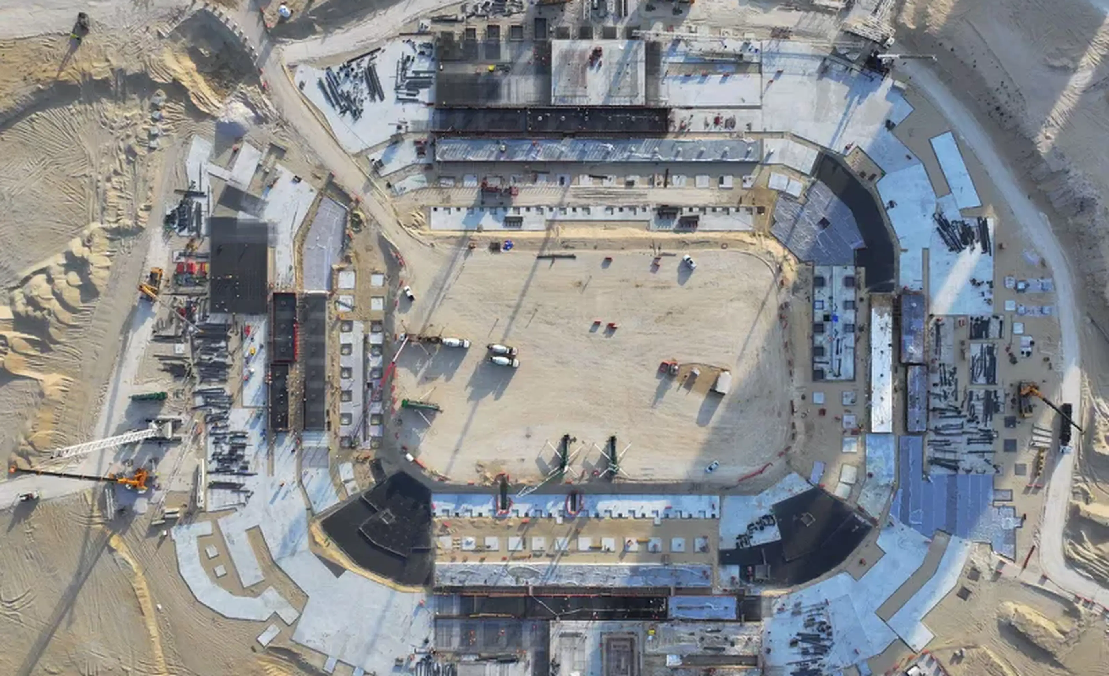 Aramco Stadium construction aerial